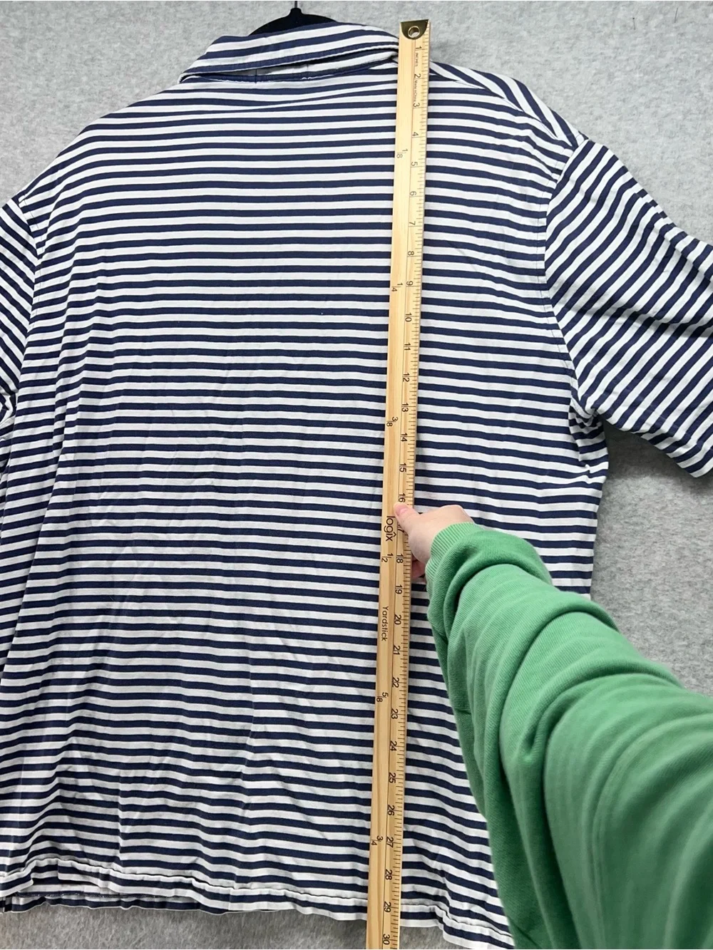 Ralph Lauren Blue and White Horizontal Stripe Polo